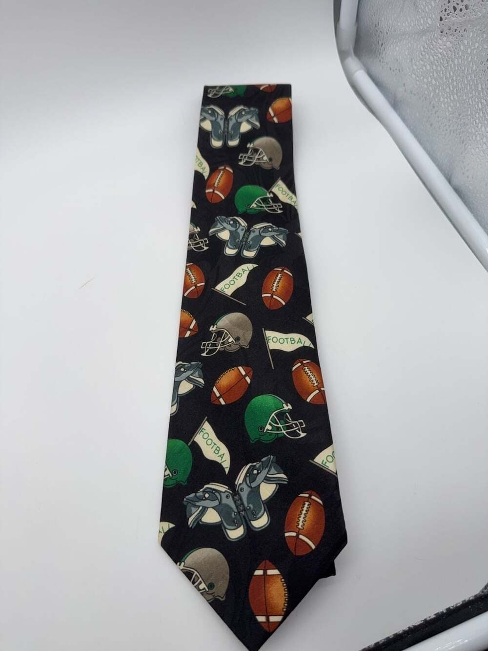 VTG American 🏈 Steven Harris Mens Necktie Multicolor Helmet Pads Sports New